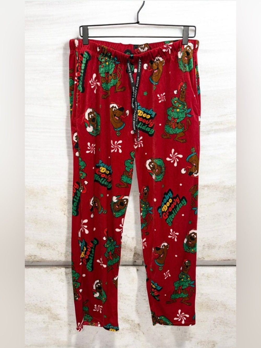 Happy Boxer Scooby-Doo Holiday Pajama Lounge Pants Christmas PJs Pockets Size L